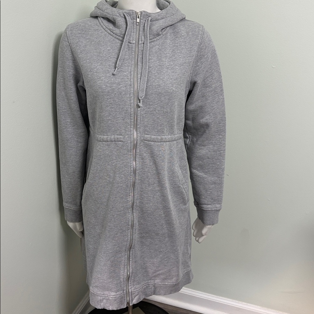 Dunderdon Knee Length Gray Fleece Coat Large